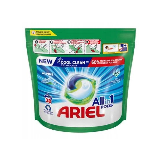 Ariel kapsule na pranie 38ks 3in1/All in 1 Alpine