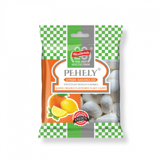 HSW Pehely neplnené cukríky pomaranč-citrón 70g