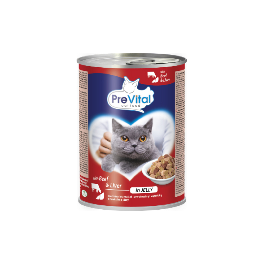 PreVital konzervy pre mačky s hovädzím a pečeňou 415g