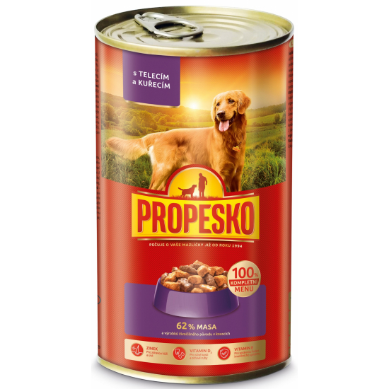 Propesko konzerva pre psov 1240g tela-kura