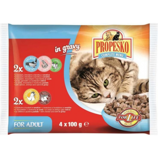 Propesko kapsičky pre mačky los-krev/kur-hov 4x100g