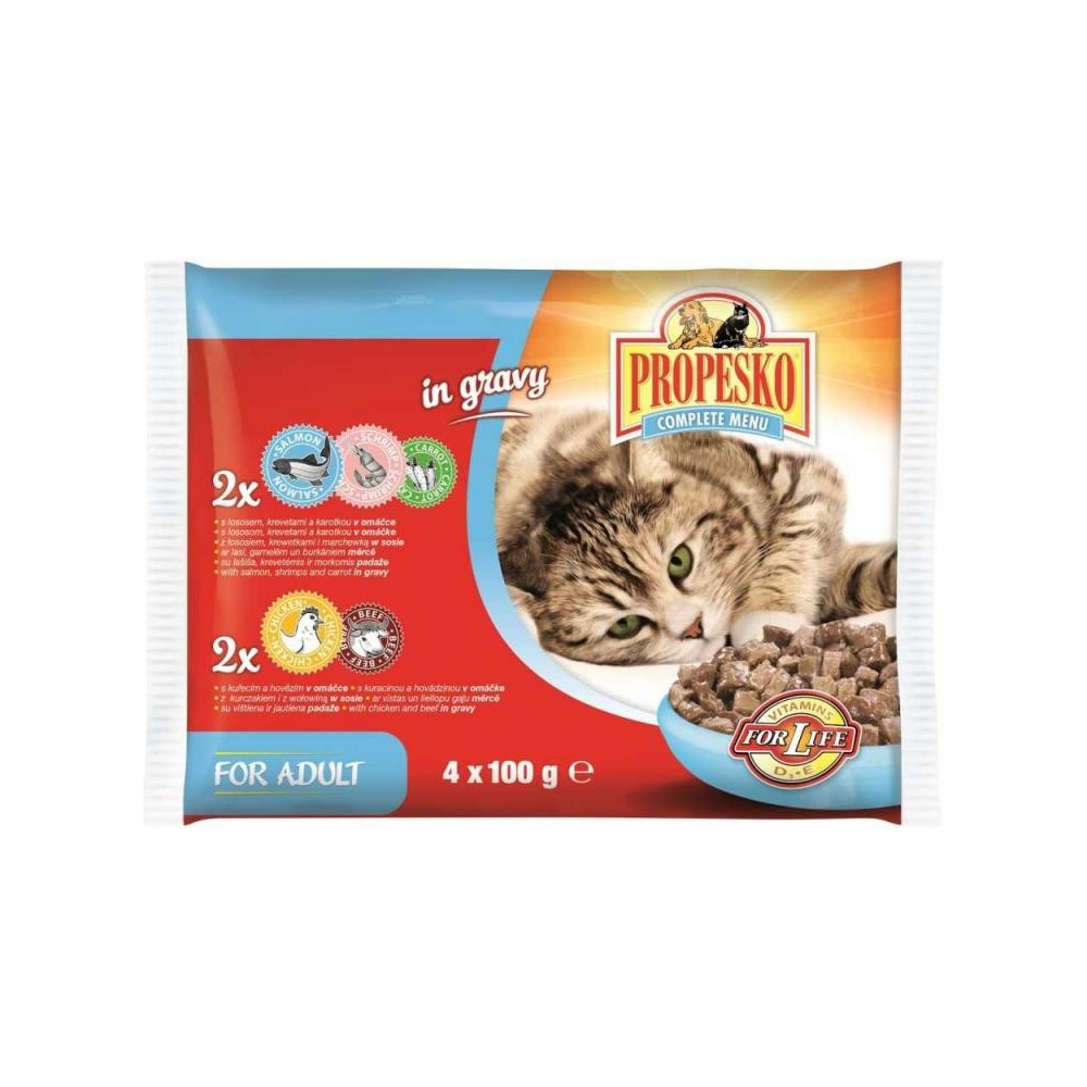 Propesko kapsičky pre mačky los-krev/kur-hov 4x100g