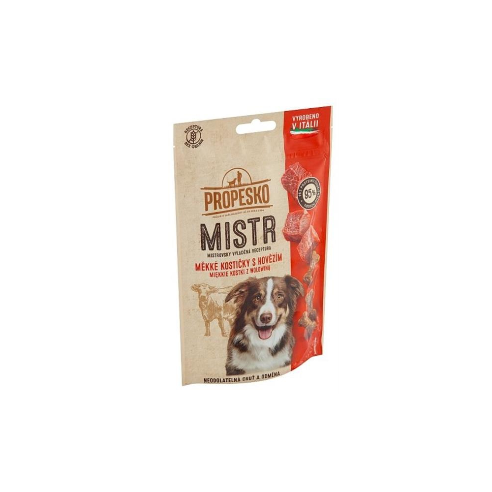 Propesko Mistr Snak pre psov hovädzie kostičky 90g