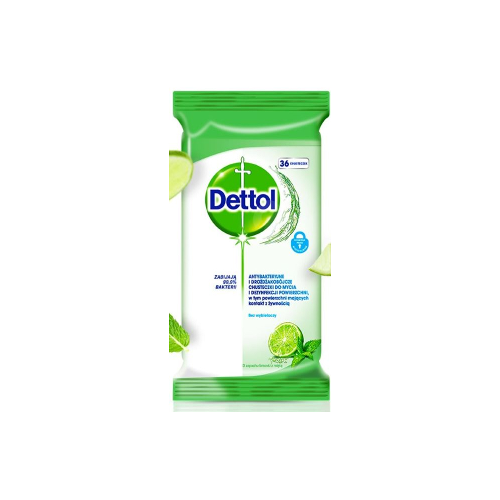 Dettol antibakt. vlhč. utierky na povrchy 36ks Limetka