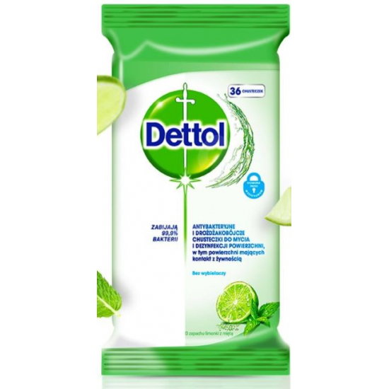 Dettol antibakt. vlhč. utierky na povrchy 36ks Limetka