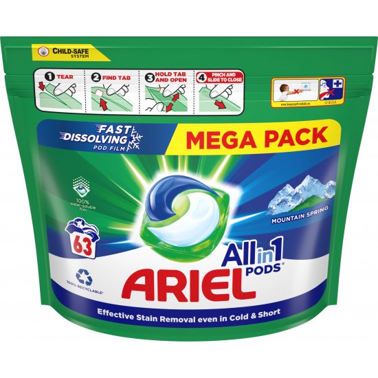Ariel kapsule na pranie 63ks All in 1 Mountain Spring