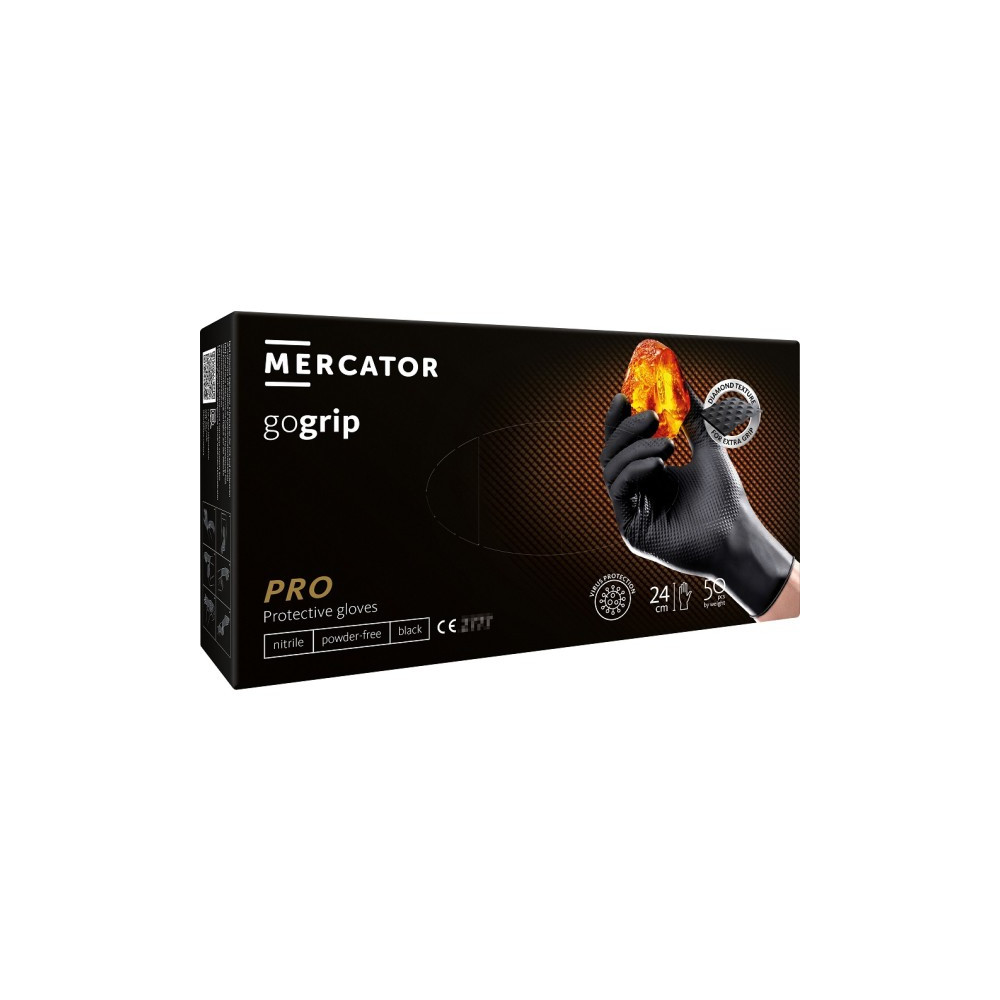 Mercator Nitrilové rukavice Gogrip M 50ks čierne