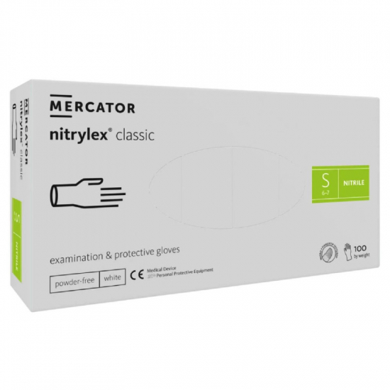 Mercator Nitrilové rukavice classic S 100ks biele
