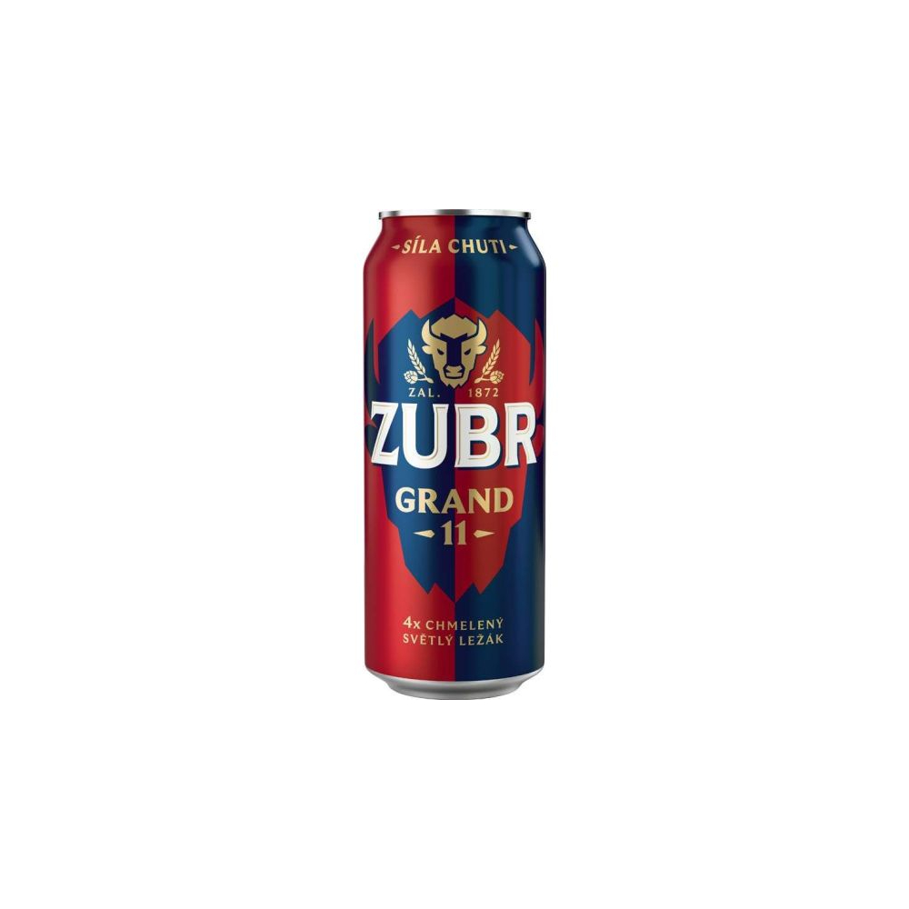 ZUBR Grand 11, svetlé pivo 4,8% v plech. 0,5L