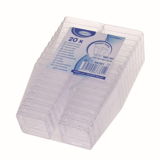 HP Fingerfood pohárik hranatý číry 58x58x76mm/160ml/20ks