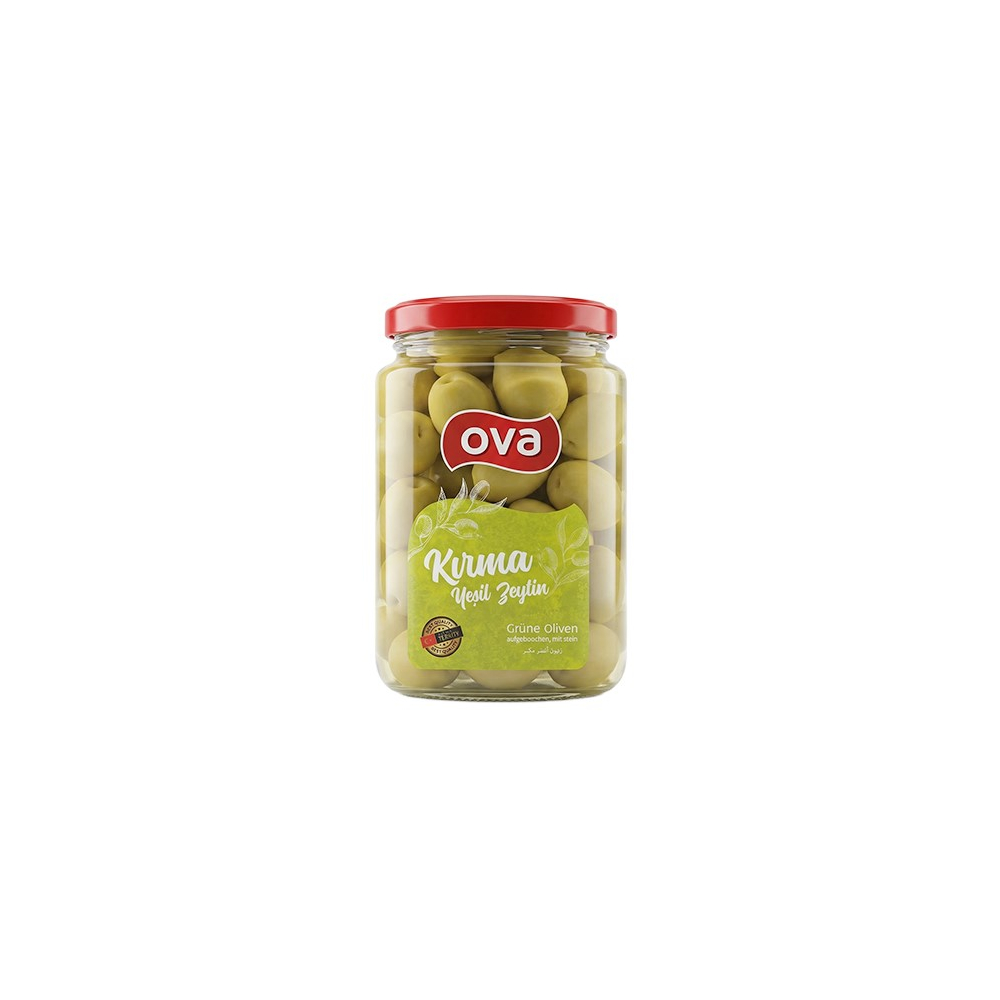 OVA Zelené olivy s kôstkou v slanom náleve narezané 680g