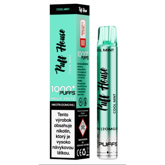 Puff House Jednorázová cigareta Cool Mint 20mg/ml 1000 Puffs