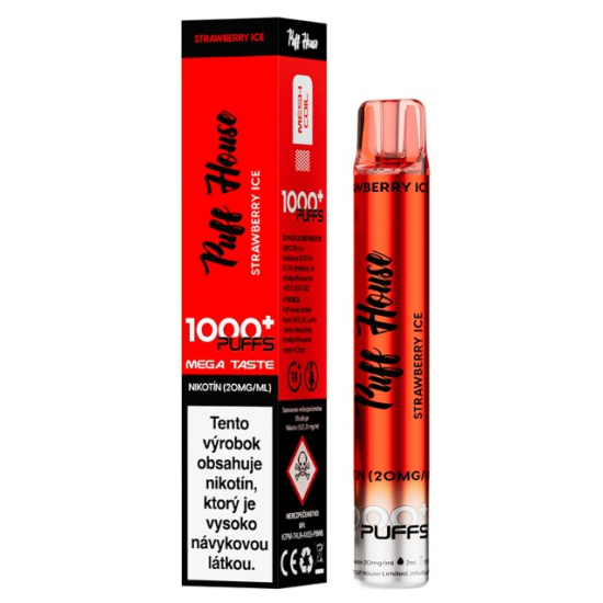 Puff House Jednorázová cigareta Strawberry Ice 20mg/ml 1000 Puffs