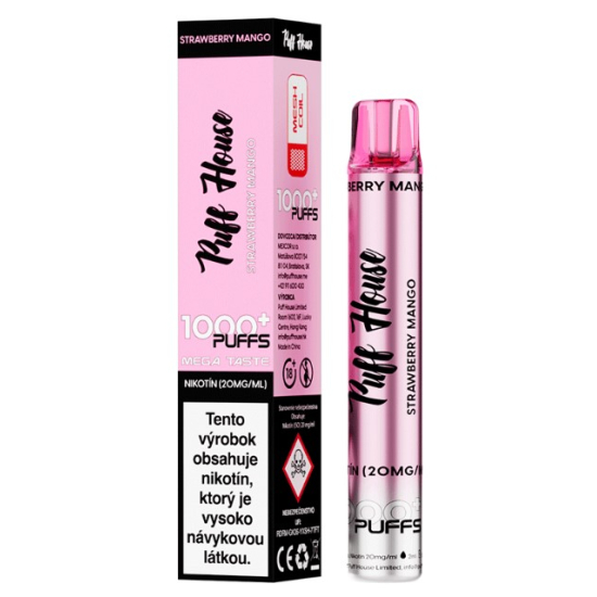 Puff House Jednorázová cigareta Strawberry Mango 20mg/ml 1000 Puffs