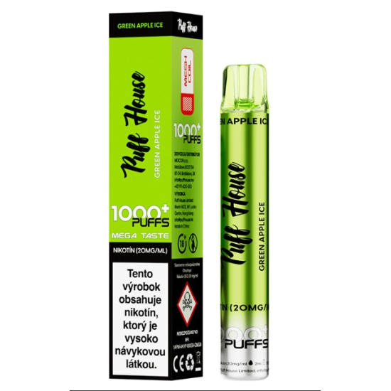 Puff House Jednorázová cigareta Green Apple 20mg/ml 1000 Puffs