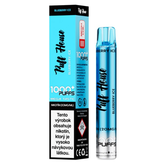 Puff House Jednorázová cigareta Blueberry Ice 20mg/ml 1000 Puffs