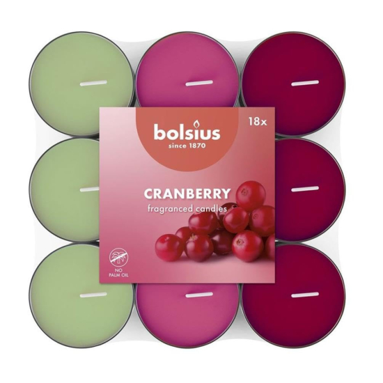 Bolsius čajová voňavá 18 ks Cranberry